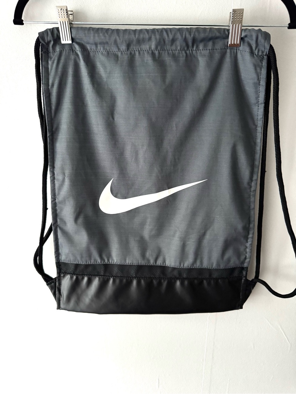 Unisex Nike Brasilia Smoke Drawstring Sling Bag with White Swoosh